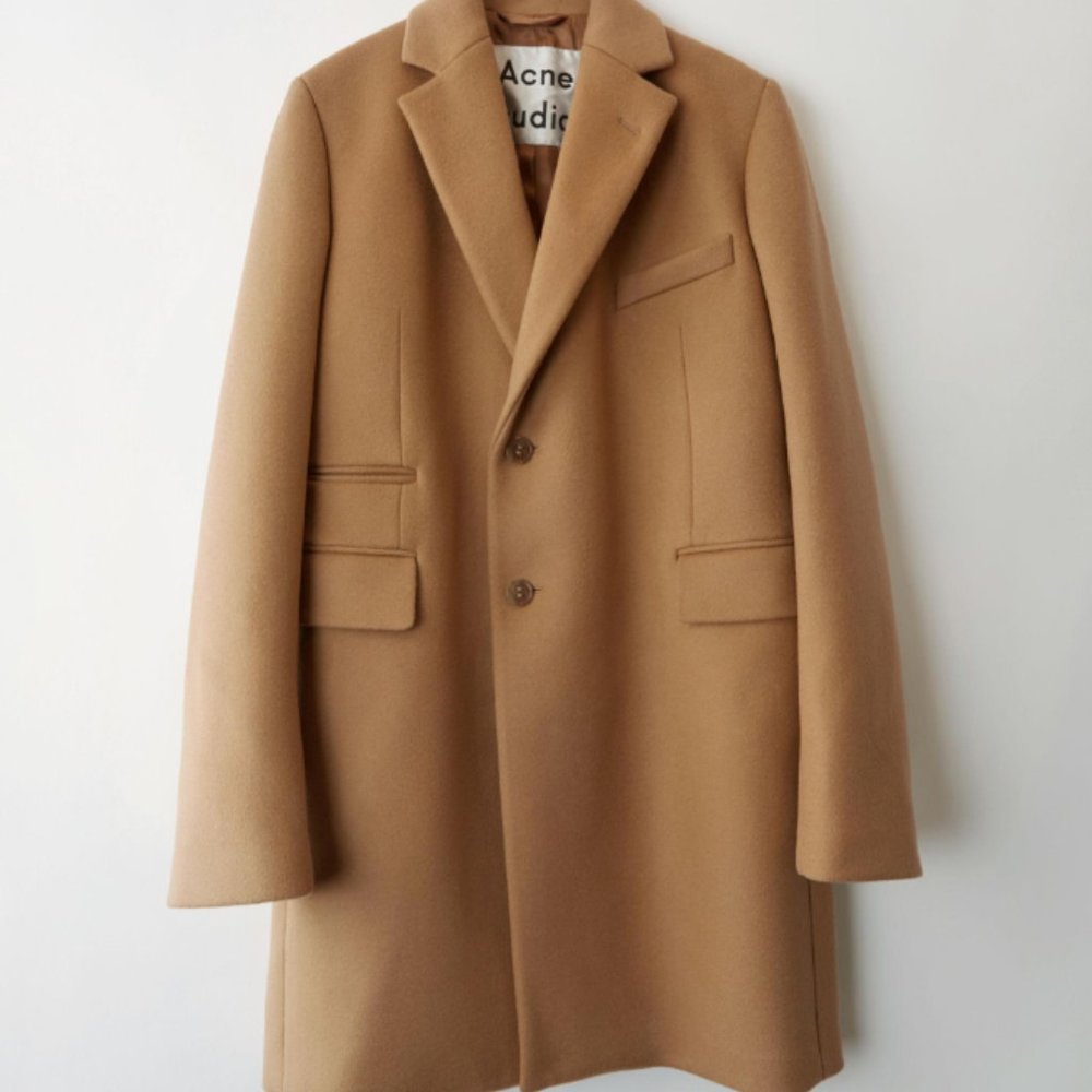 Acne Studios Single Breasted Wool Jacket in Camel Size 34